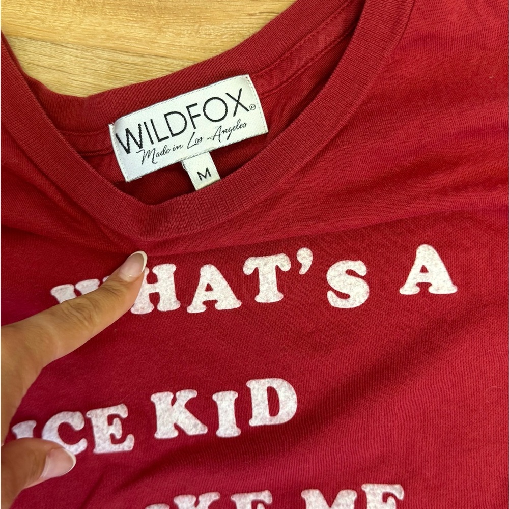 Wildfox Red Short Sleeve Tee Relaxed Fit - Picture 3 of 3